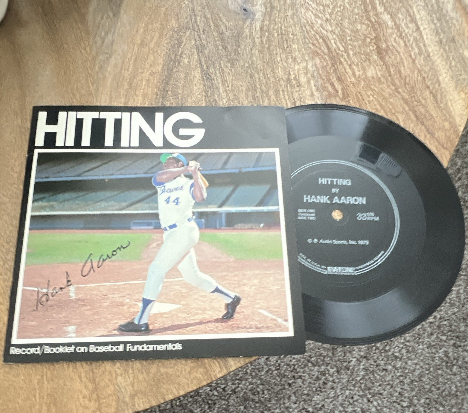 Audio Sports Hitting Hank Aaron 1973 12″ Vinyl LP 33 RPM Spoken Word