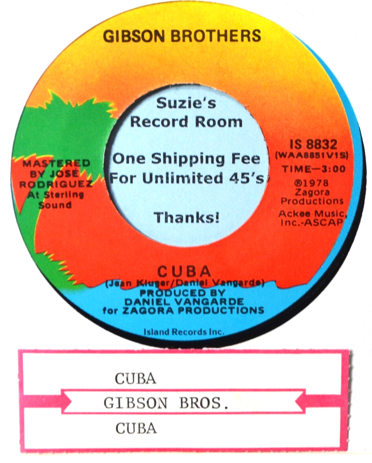 Gibson Brothers Cuba -Latin Disco Dance Pop R&B Jukebox Strip EX-45 7″ Vinyl