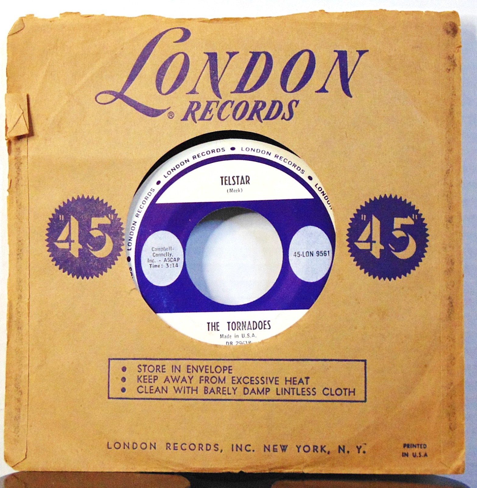 The Tornadoes – Telstar / Jungle Fever – 1962 London Records Rock 7″ Single