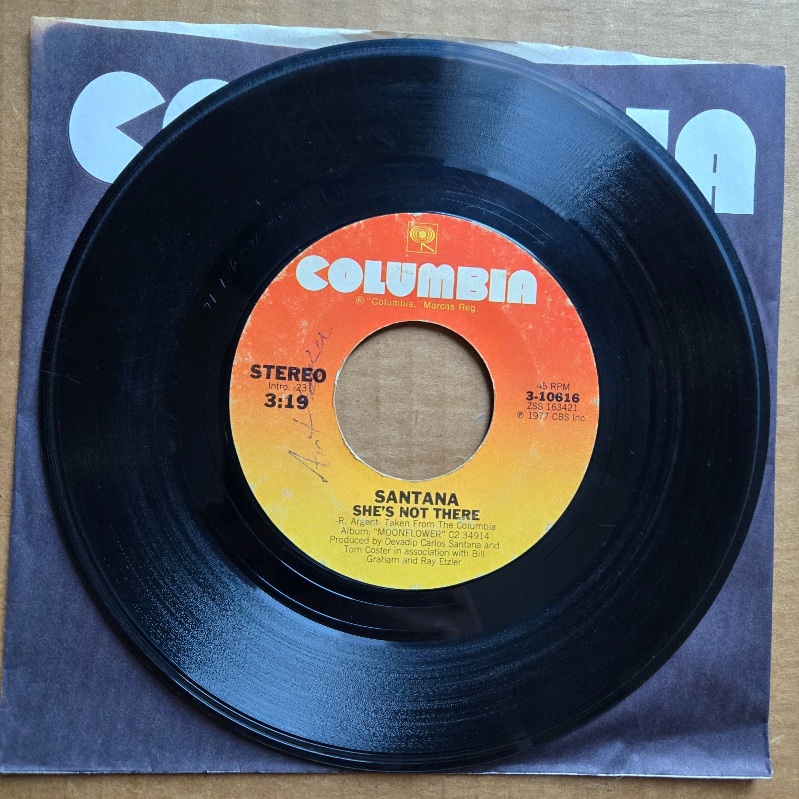 SANTANA She’s Not There/Zulu LATIN POP ROCK 45 7″ Record Vinyl