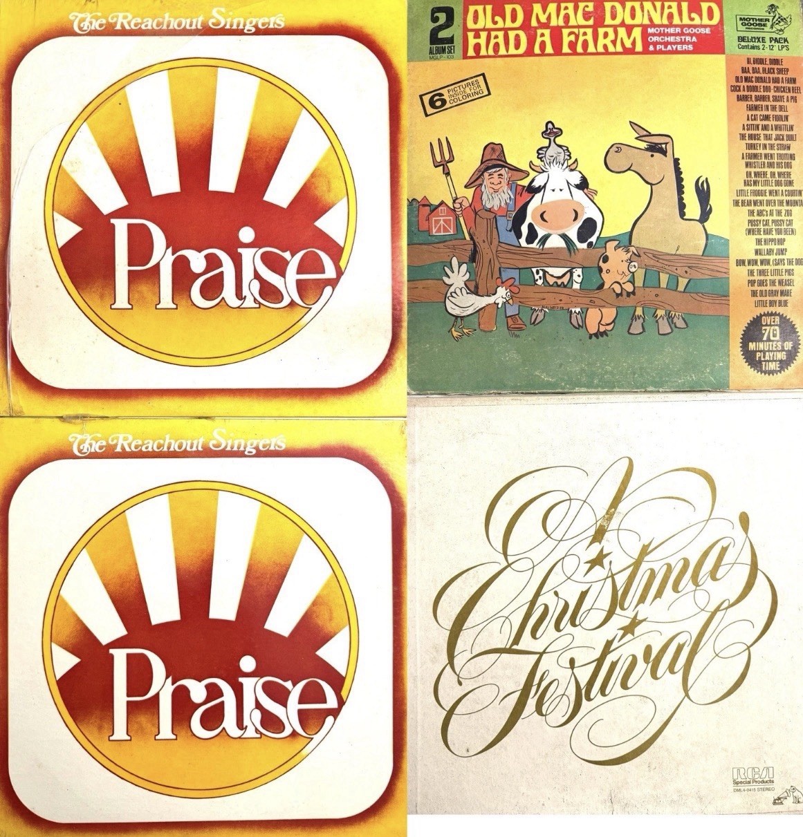14 Vinyl Récords Lot For Turntable Gospel Kids