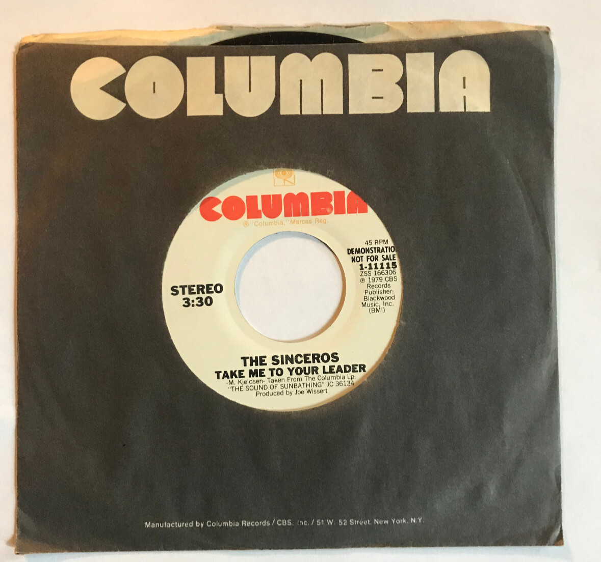 PROMO/DJ 45-The Sinceros-“Take Me To Your Leader” Columbia 1-11115 WLP 1979