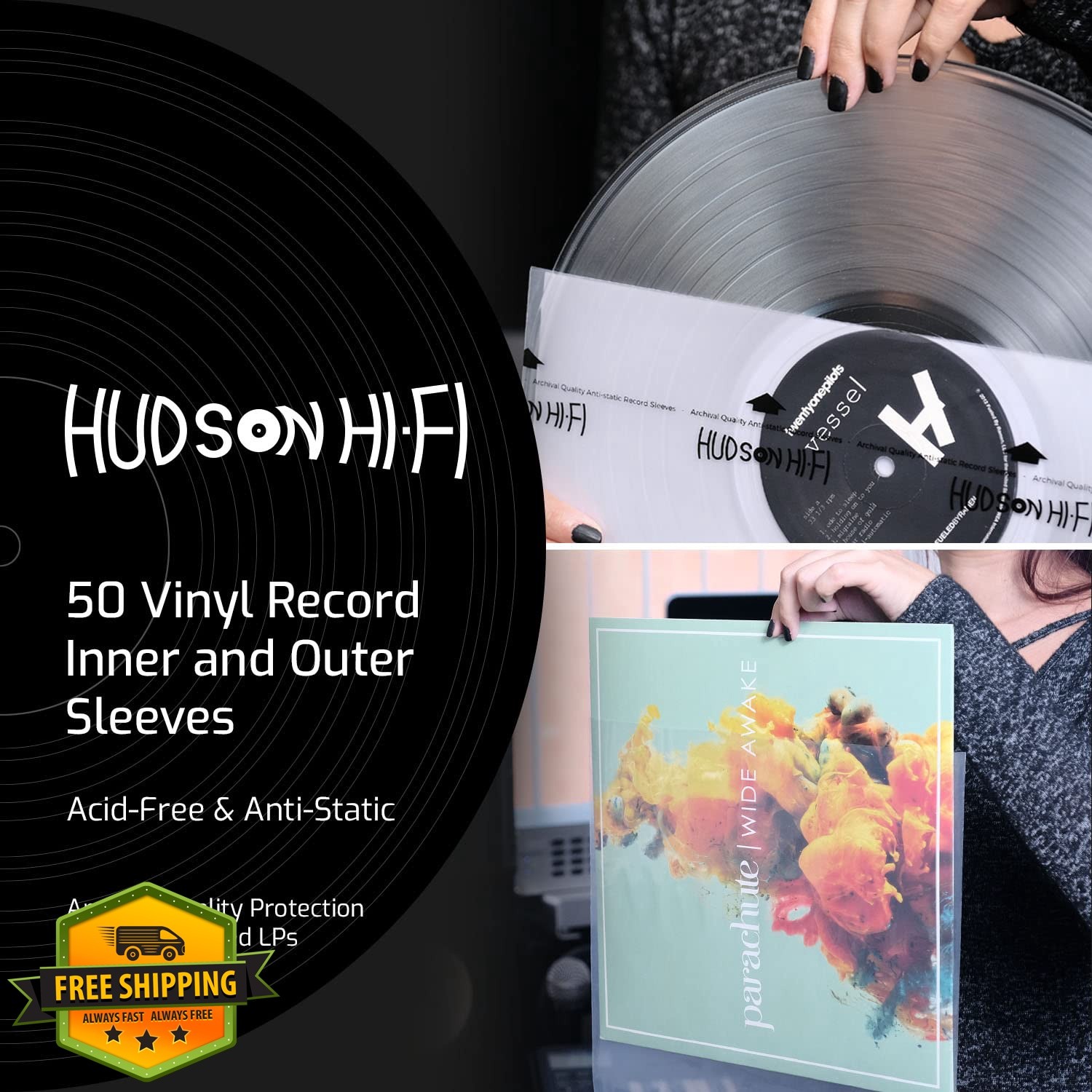 Hudson Hi-Fi Vinyl Record Sleeves 50 Inner 50 Outer