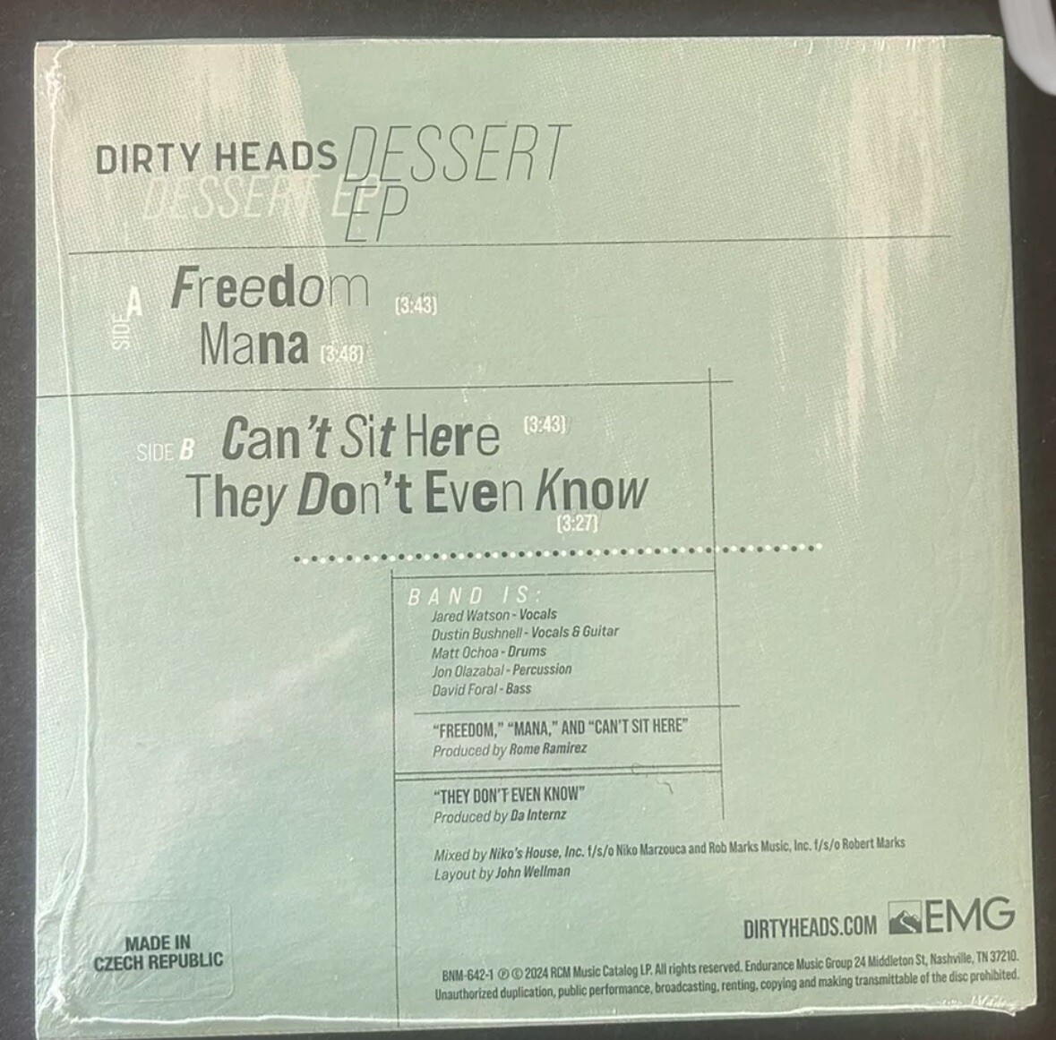 DIRTY HEADS “Dessert” Light Blue Colored Vinyl 7” EP Sealed 2024 RSD Exclusive
