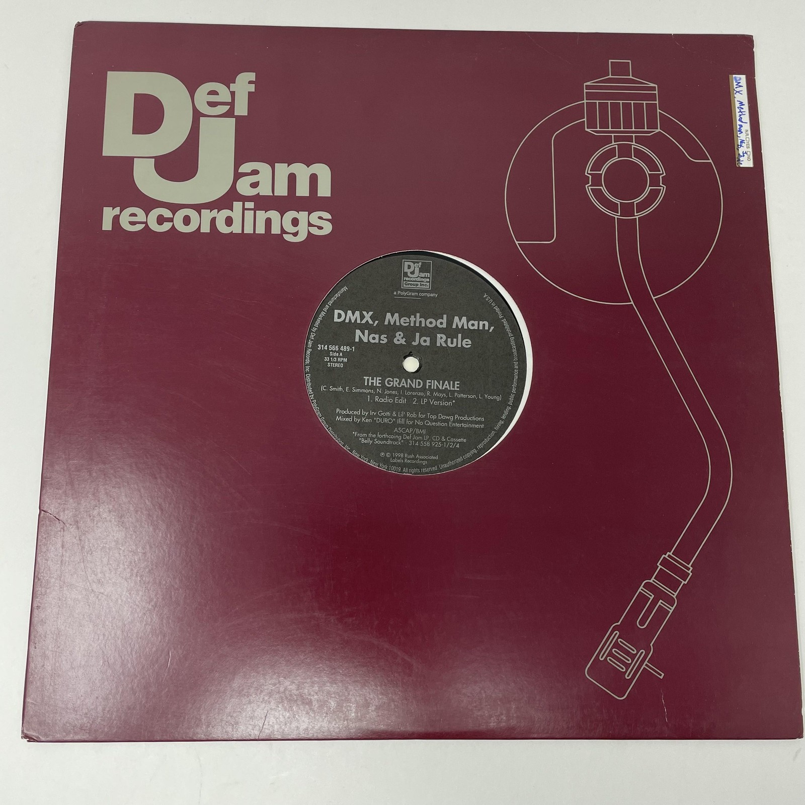 Vintage 1998 DMX Method Man Nas Ja Rule 12″ Vinyl Grand Finale Hip Hop Def Jam