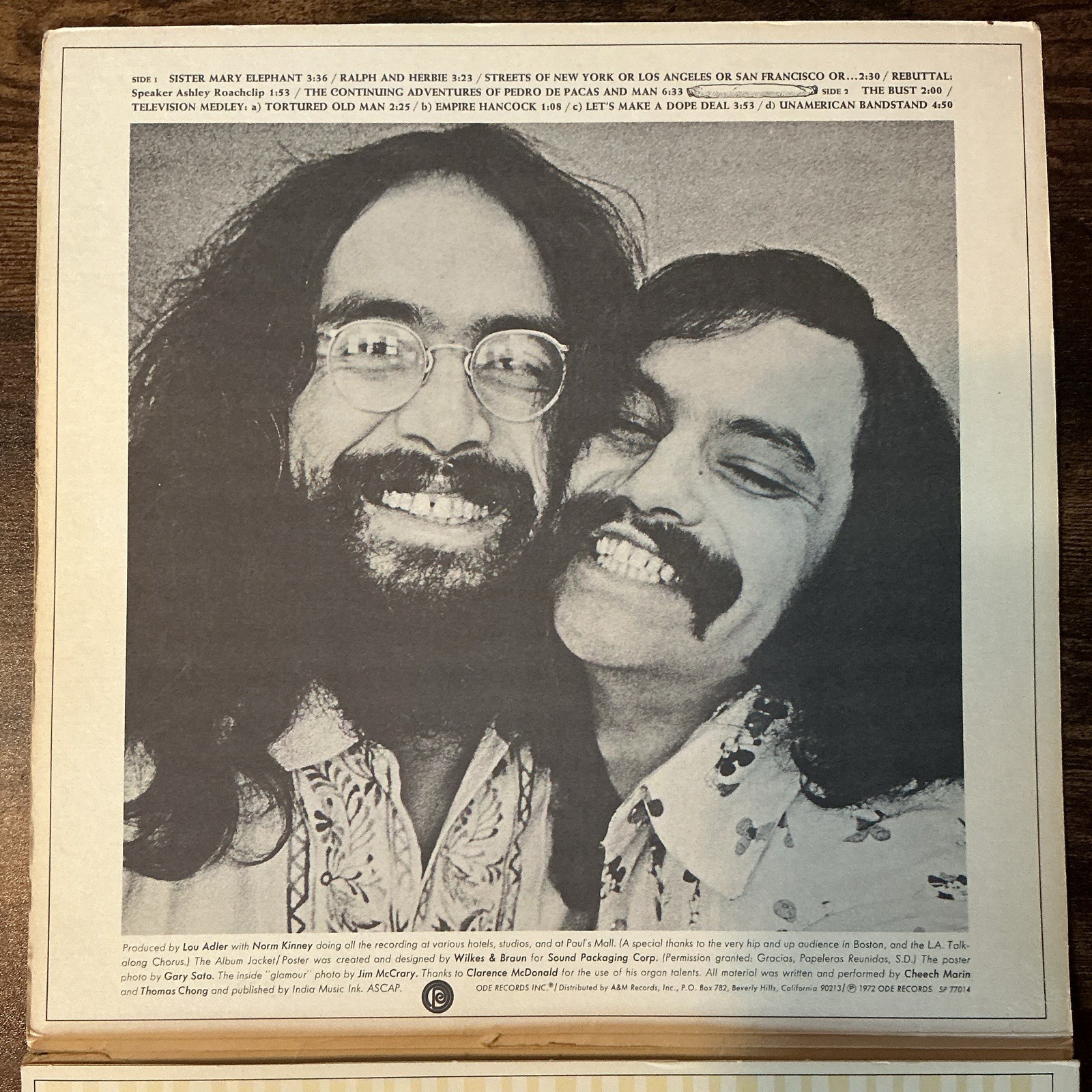 Cheech & Chong Big Bambu 12″ With Paper Vinyl LP Stereo Ode Records1972 SP-77014