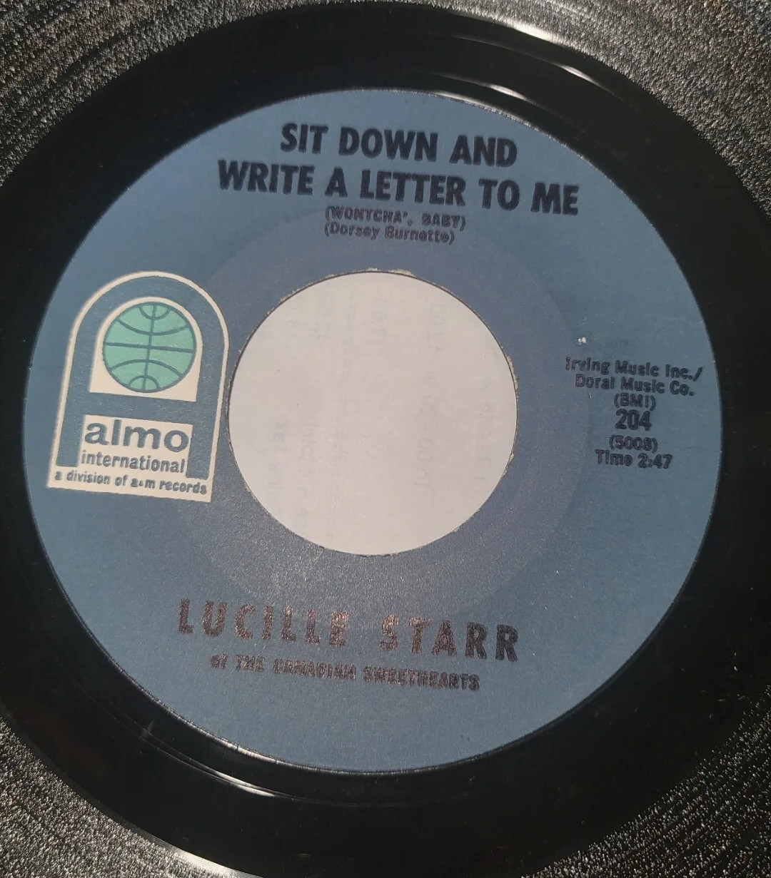 Lucille Starr, Sit Down And Write A Letter To Me, 45 Vinyl untested