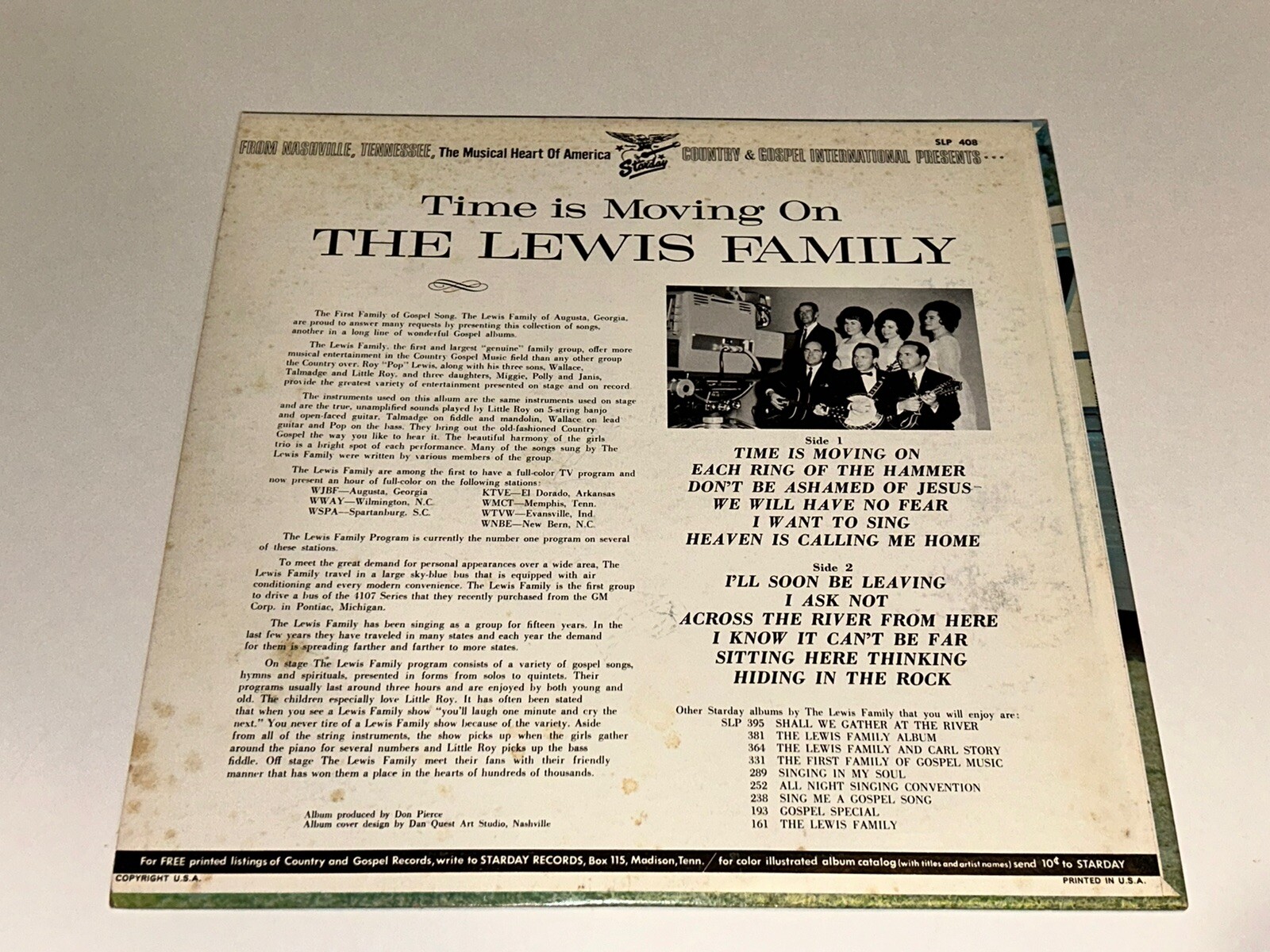 The Lewis Family Time Is Moving On Bluegrass Gospel Music Vinyl Album LP 70