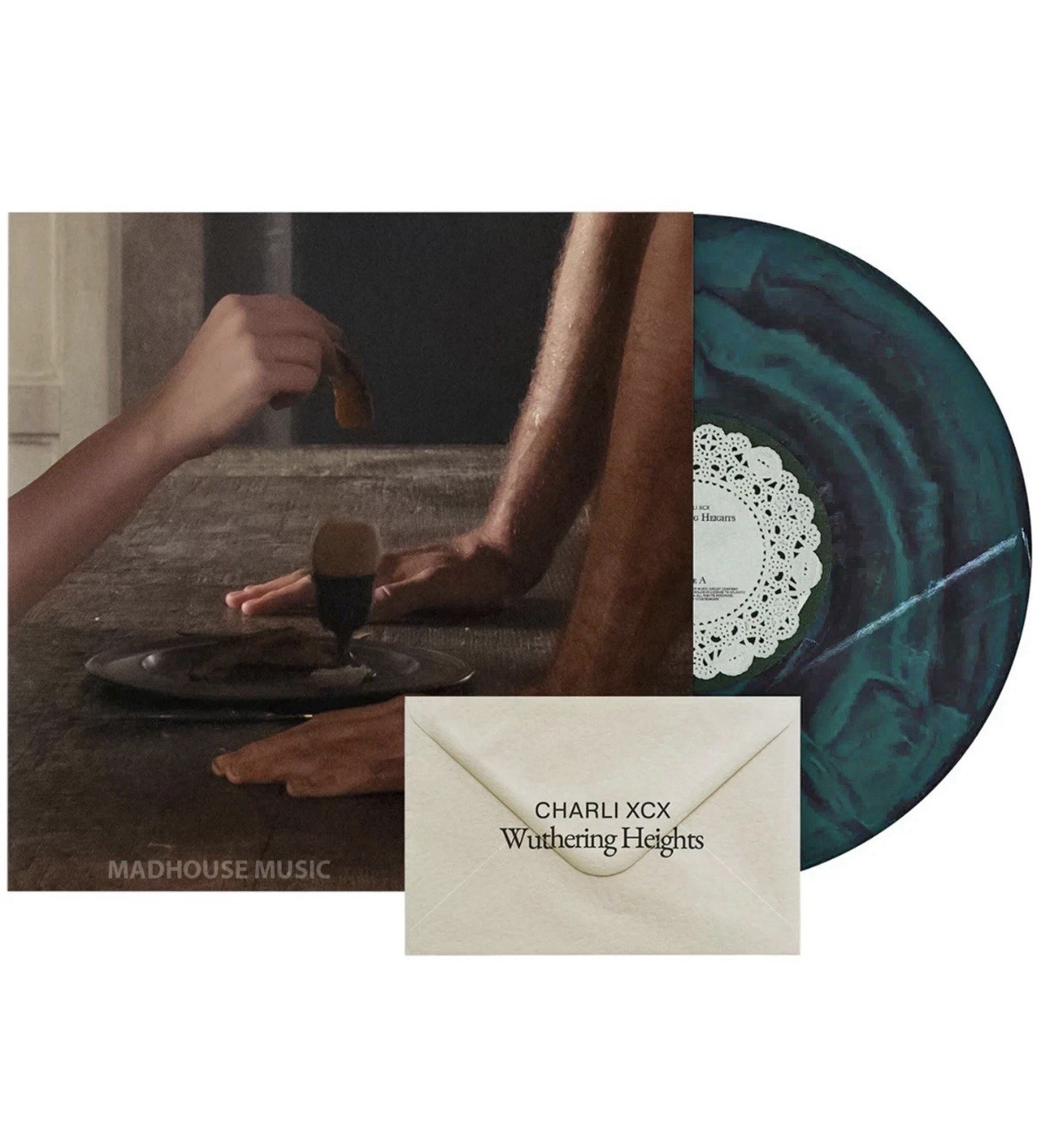 Charli XCX Wuthering Heights GREEN & BLACK MARBLED VINYL Numbered W/Ribbon READ