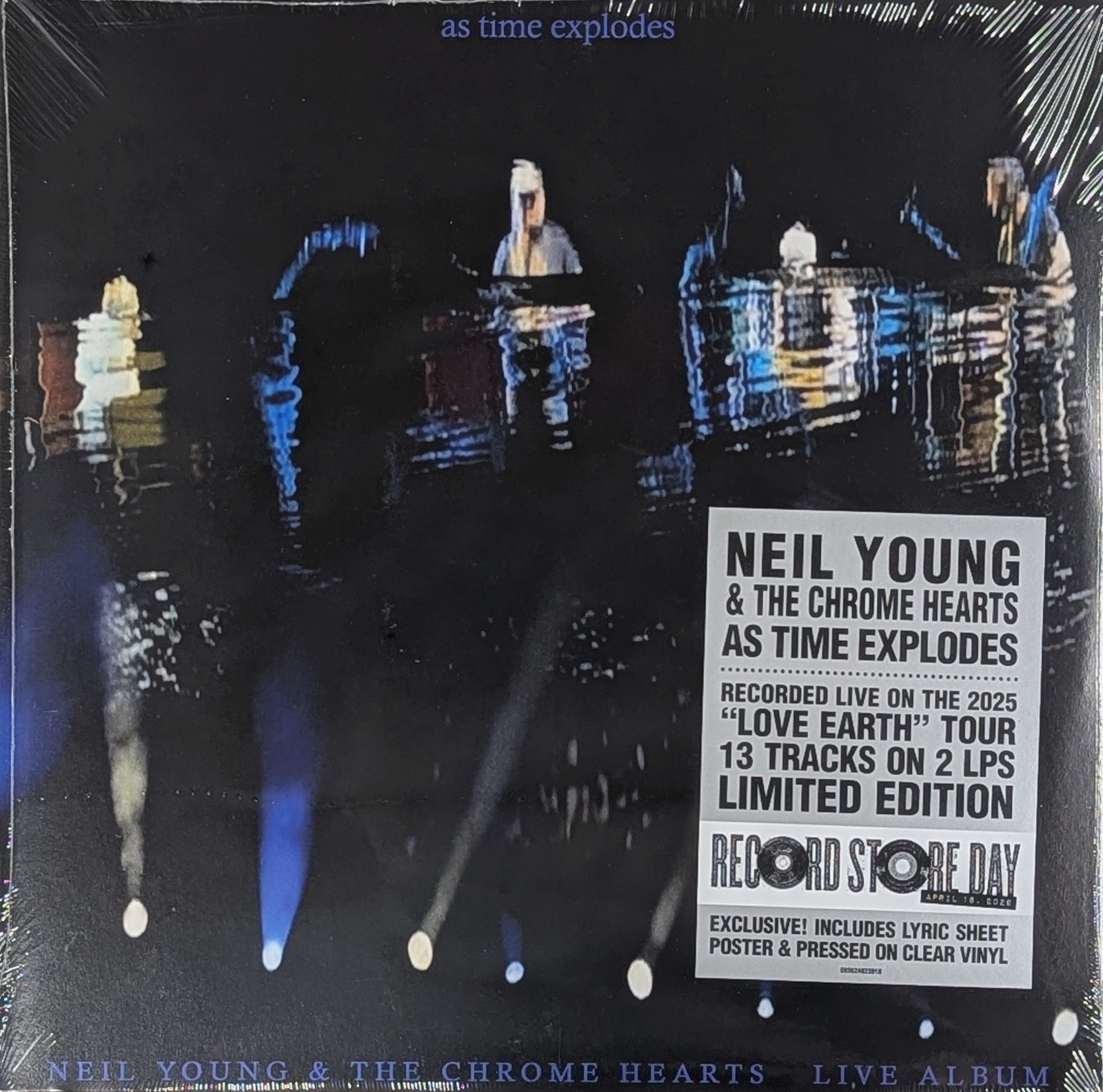 NEIL YOUNG & THE CHROME HEARTS As Time Explodes SEALED Clear Vinyl 2LP RSD