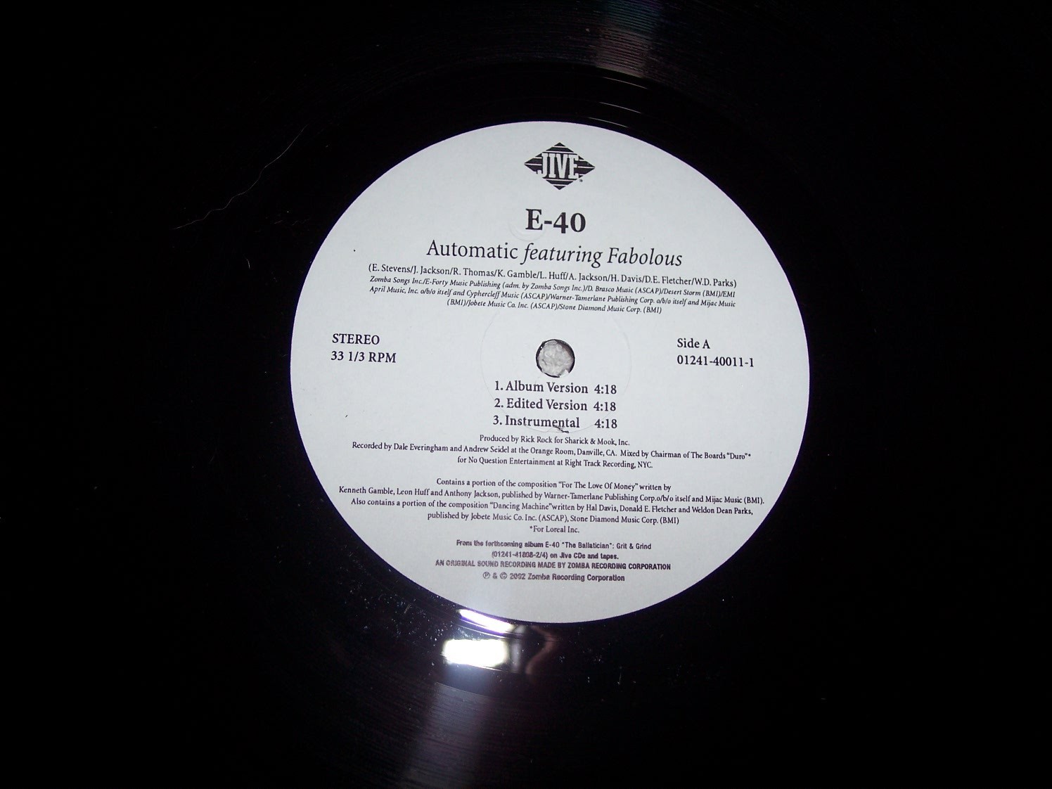 SINGLE–E-40–AUTOMATIC featuring FABOLOUS **NM VINYL** #115