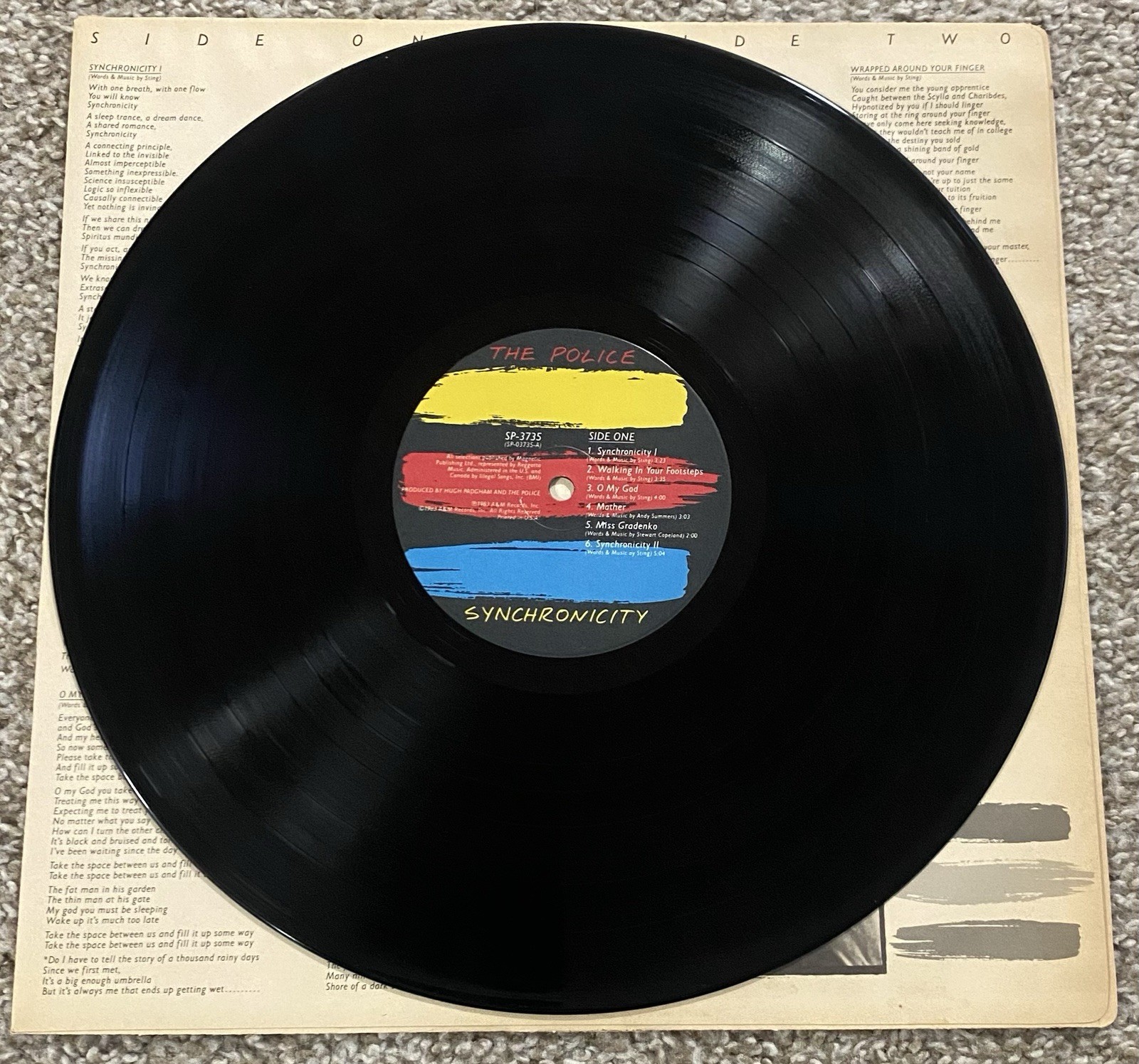 The Police- Synchronicity A&M Rec w/Org Insert +Free plastic slipcover