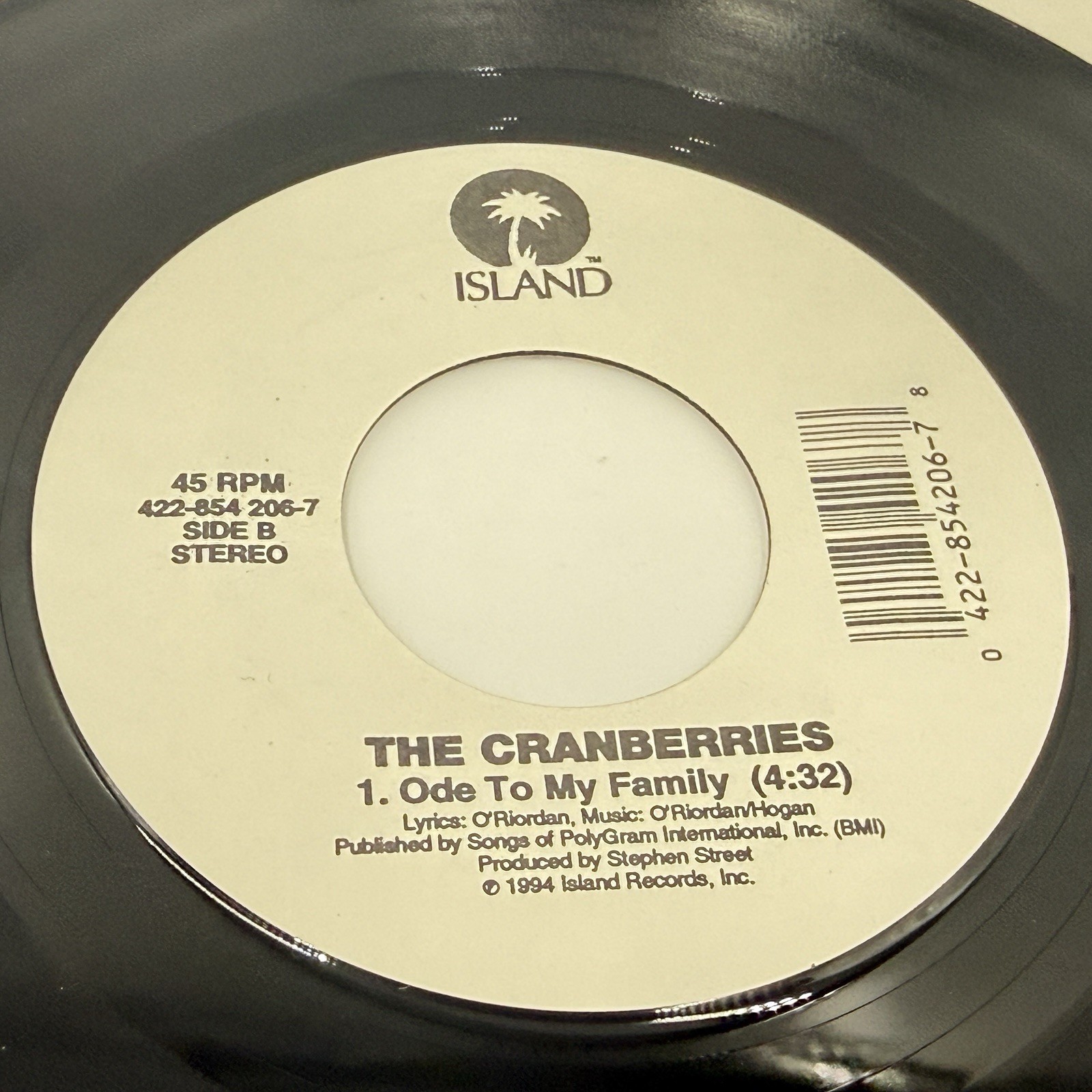 THE CRANBERRIES Zombie Ode To My Family 45 7″ VG++ vinyl single 1994 HEAR Clean!