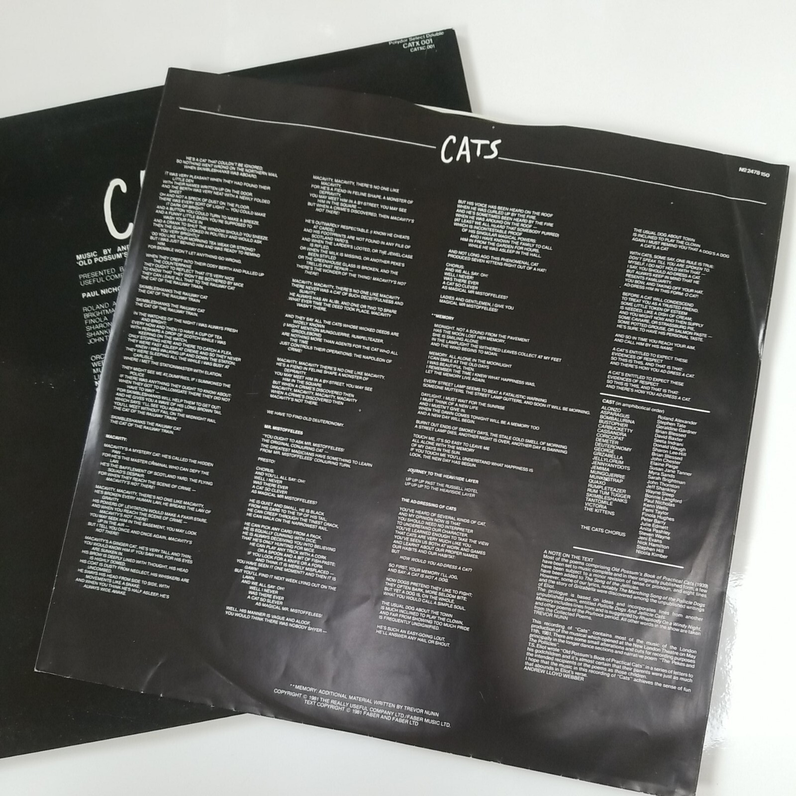 CATS – Original London Cast LP EU Import 1981 Polydor CATX001 Vinyl * Near MINT-