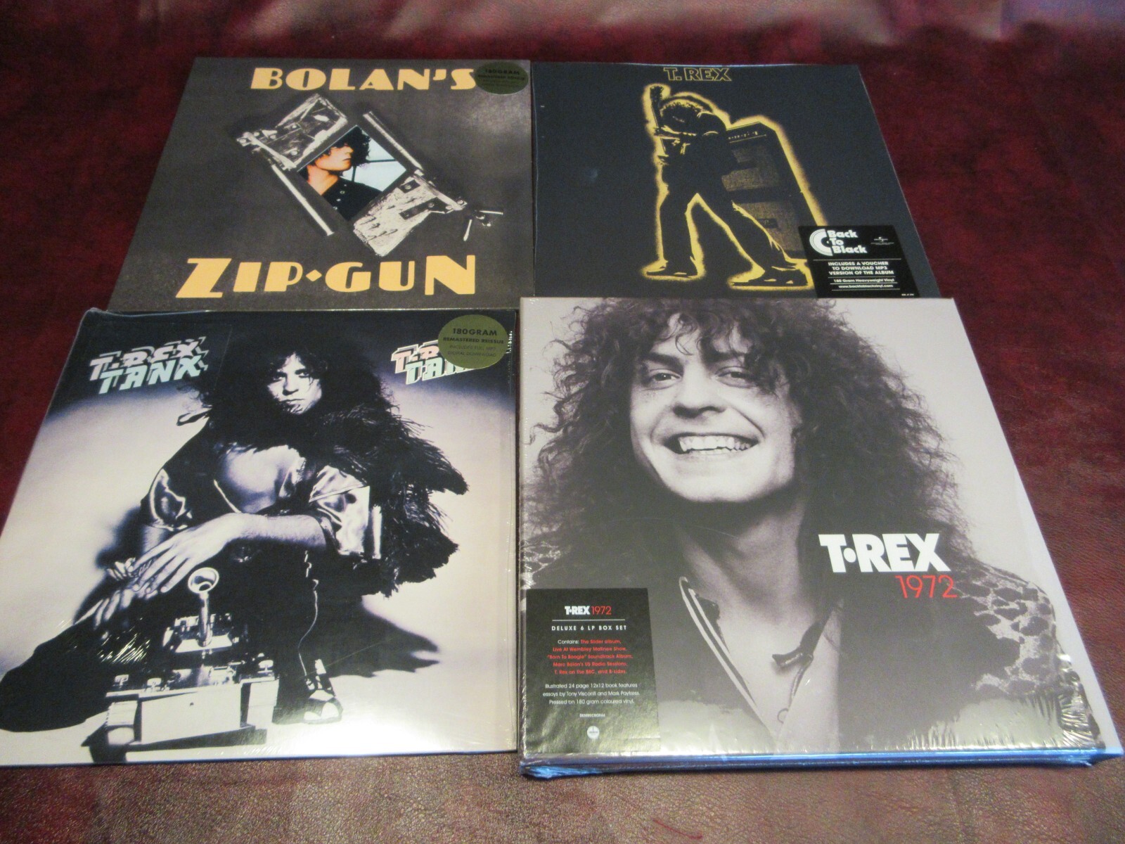 T-REX VERIFIED T-REX 1972 BOX + TANX ELECTRIC WARRIOR + ZIP GUN 180 GRAM LP SET