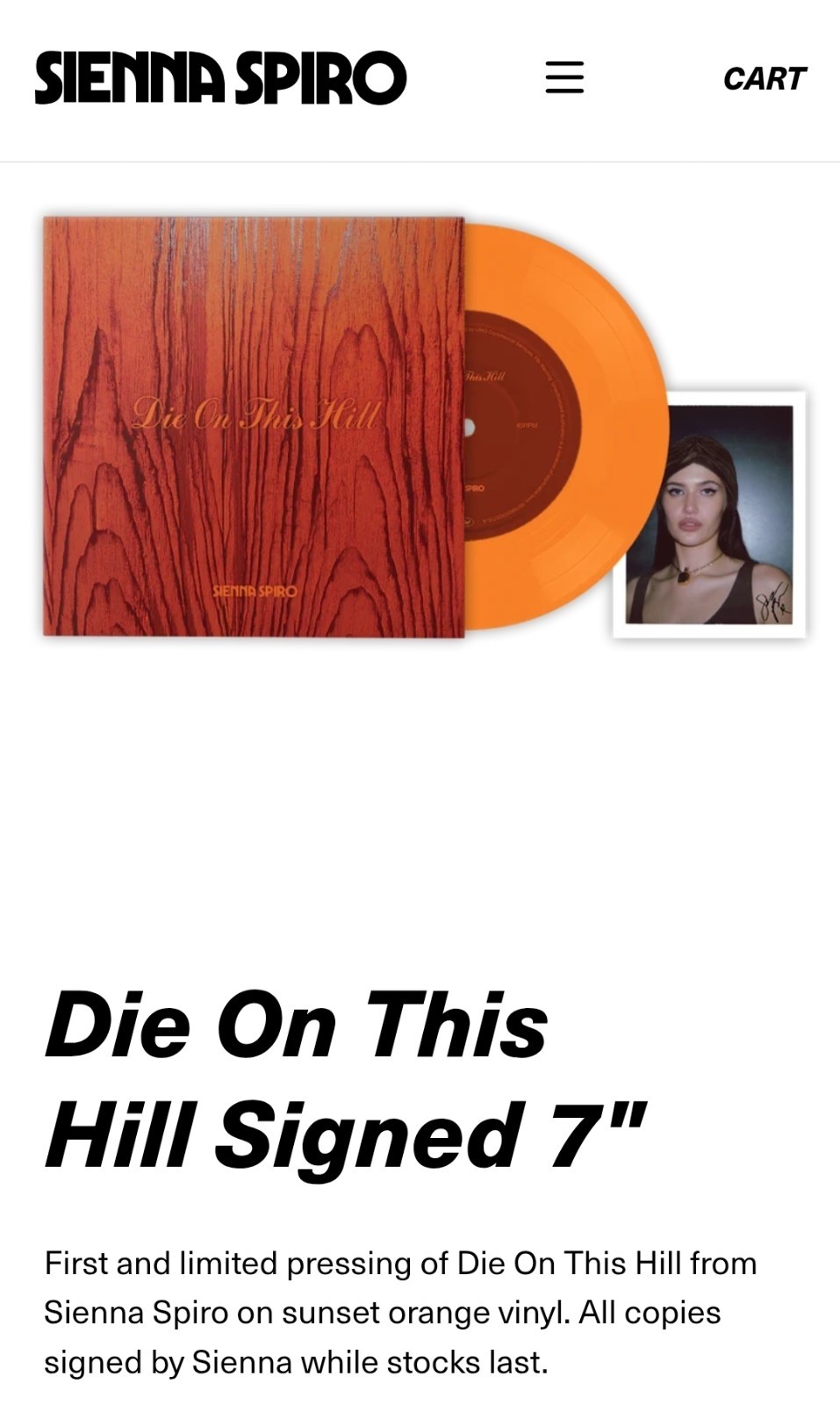 Sienna Spiro with Signed Insert – Die On This Hill Vinyl – Sunset Orange IN HAND