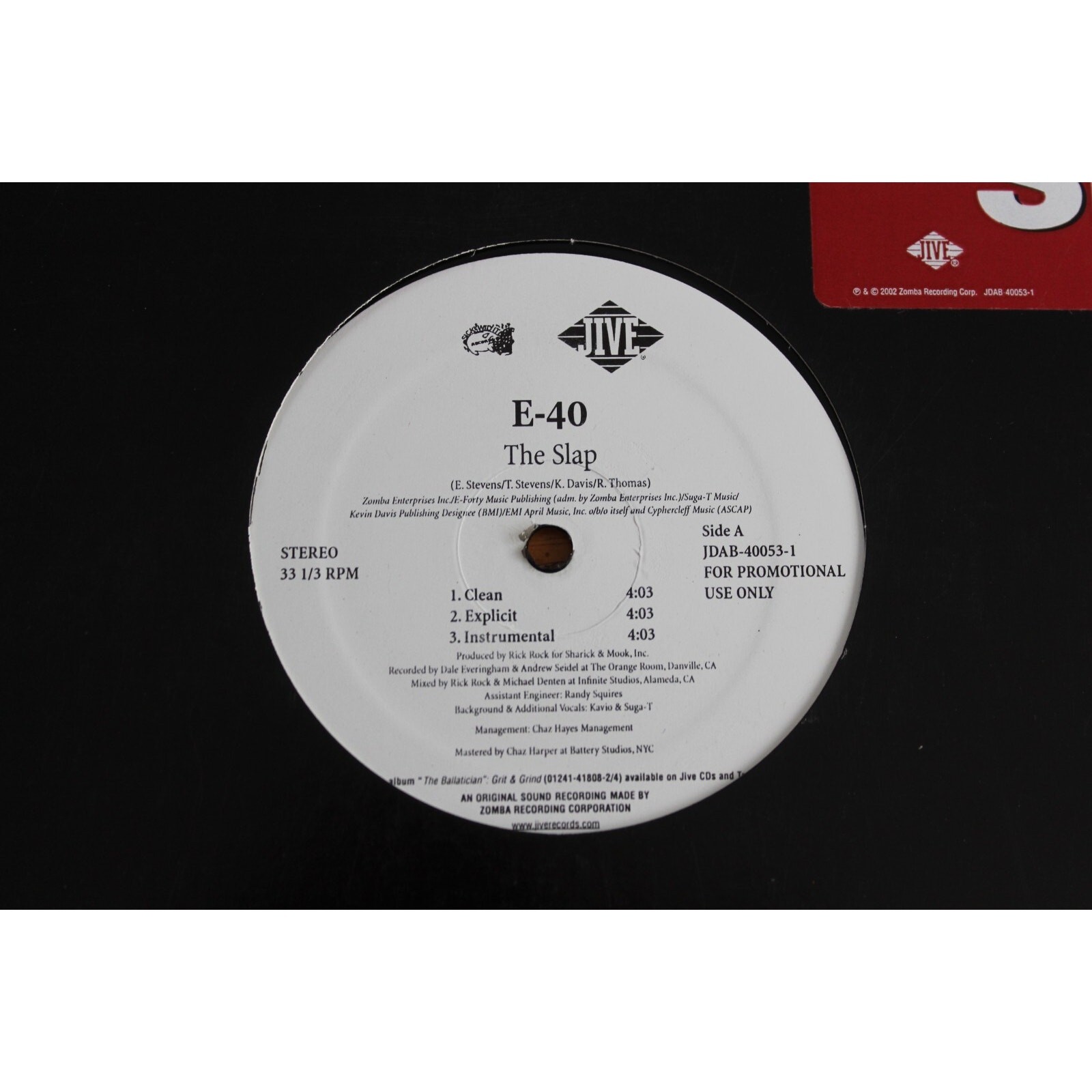 E-40 “THE SLAP / IT’S ALL GRAVITY” 12″ SINGLE VINYL VG+ JIVE PROMO
