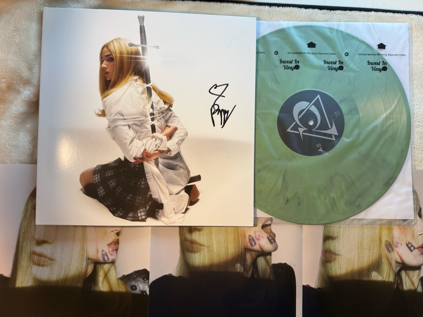 Zig Poppy Hand-signed Vinyl Record Mint Green Black And White Marble