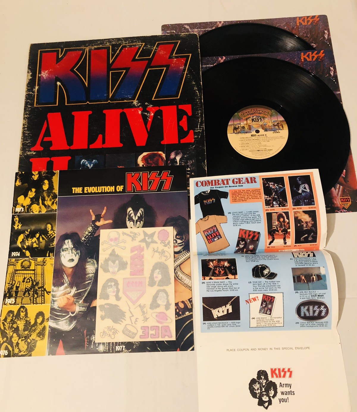 KISS Alive II 2 Vinyl LP 1977 Casablanca Records With Tattoos Booklet Inserts