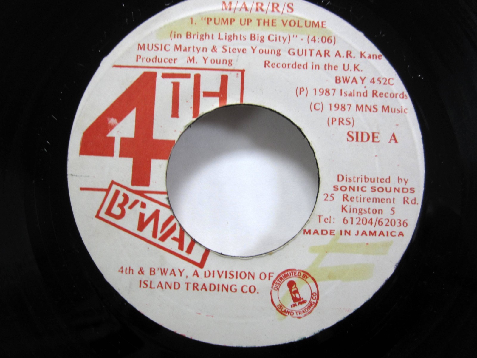 M|A|R|R|S 45 Pump Up The Volume JAMAICA press MARRS House Electro Strong VG
