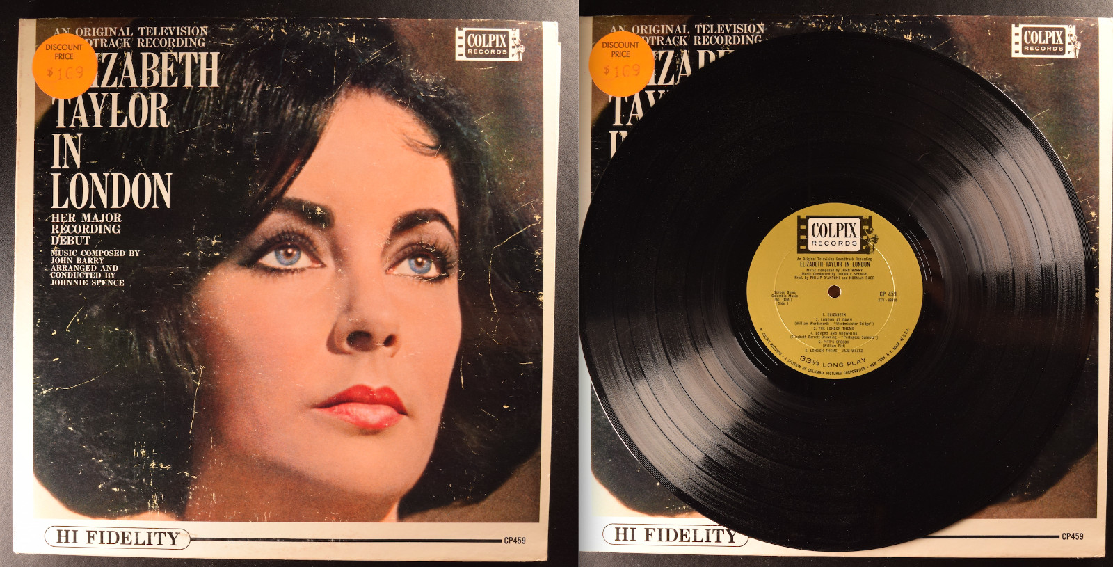 NM ELIZABETH TAYLOR IN LONDON JOHN BARRY VINYL LP COLDPIX CHEESECAKE COVER 1963