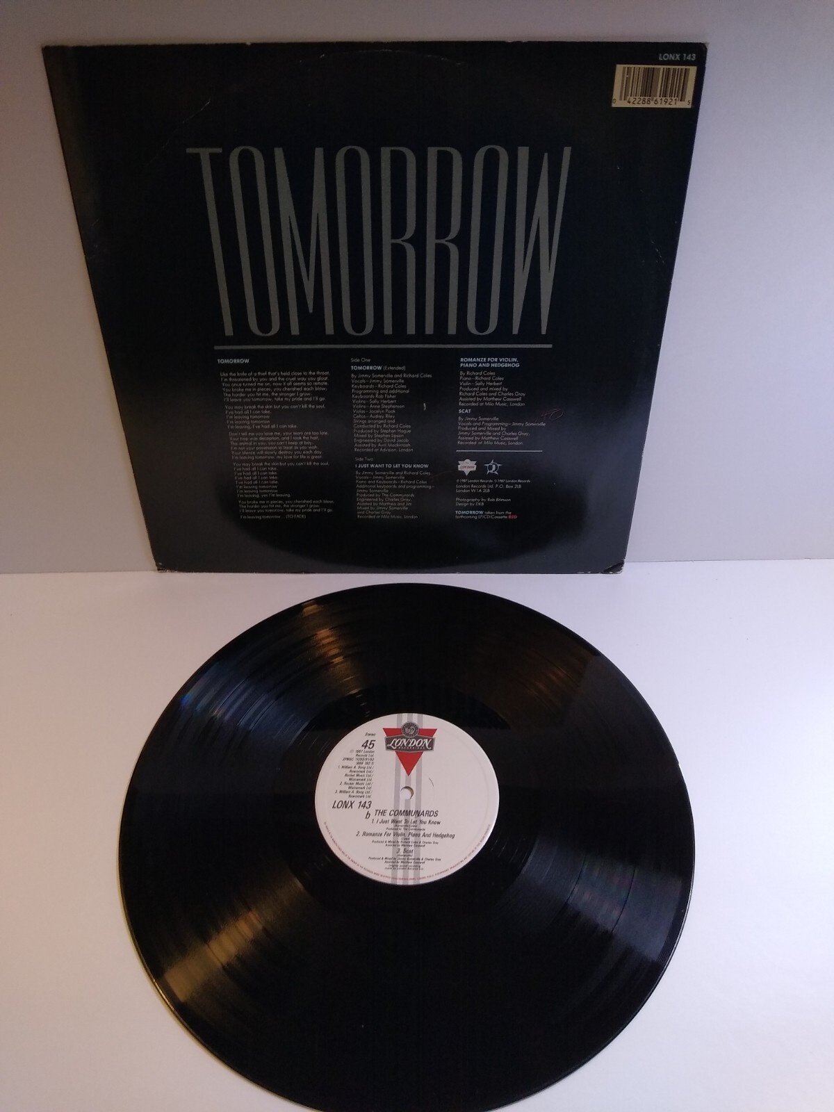 Communards Tomorrow Extended Vinyl 12″ EP Record 1987 Synth-Pop New Wave 1987