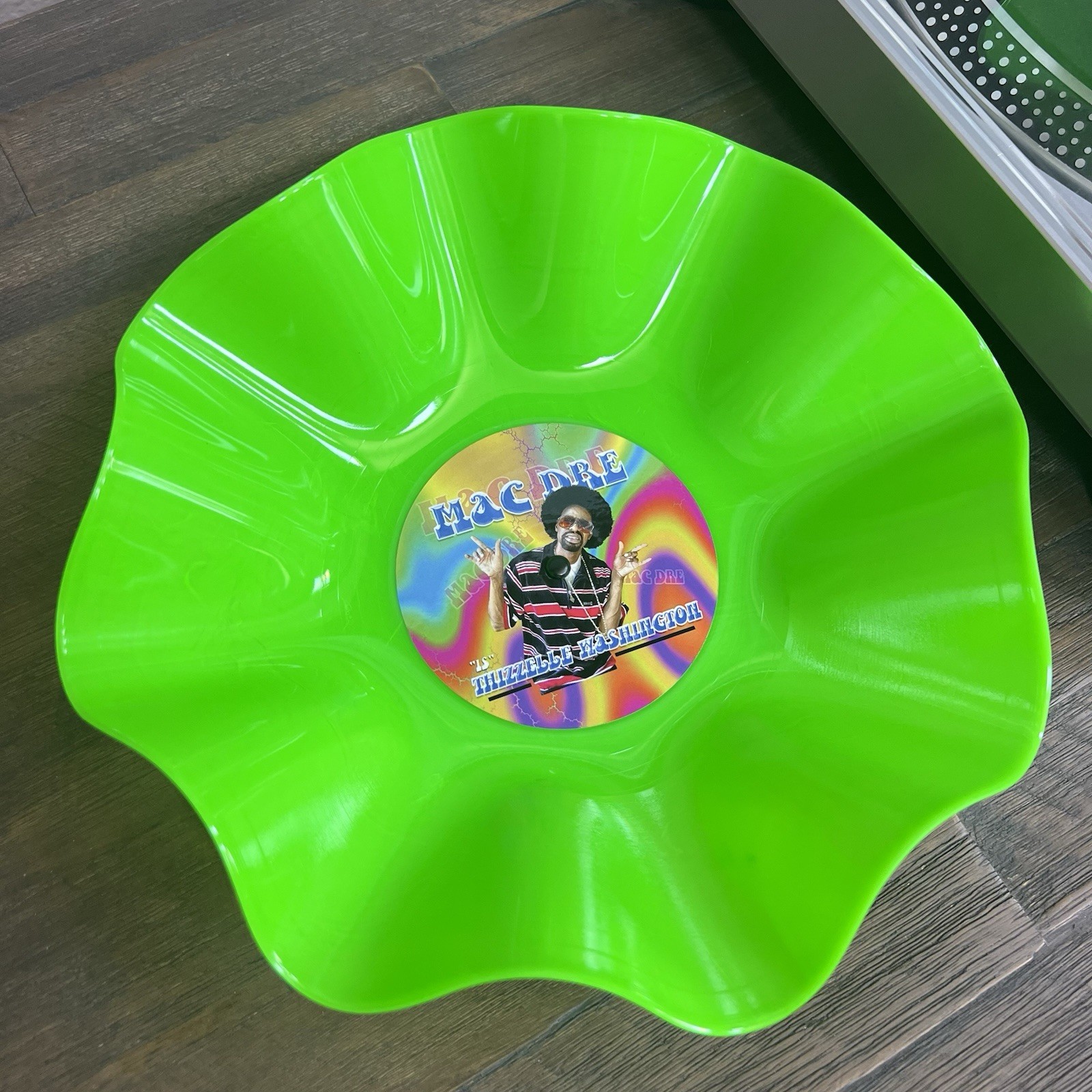 Record Bowl – Upcycled and Repurposed GREEN Bowl – Mac Dre Thizzelle Washington