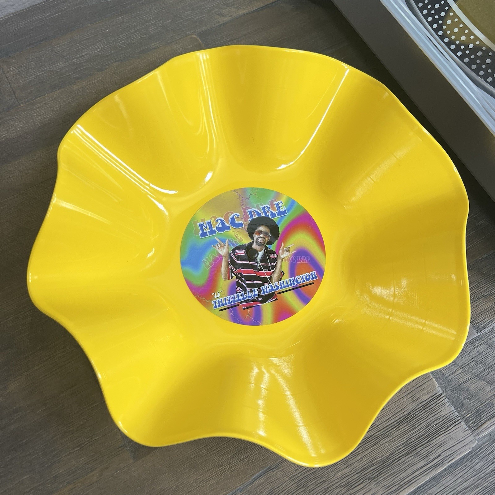 Record Bowl – Upcycled and Repurposed YELLOW Bowl – Mac Dre Thizzelle Washington