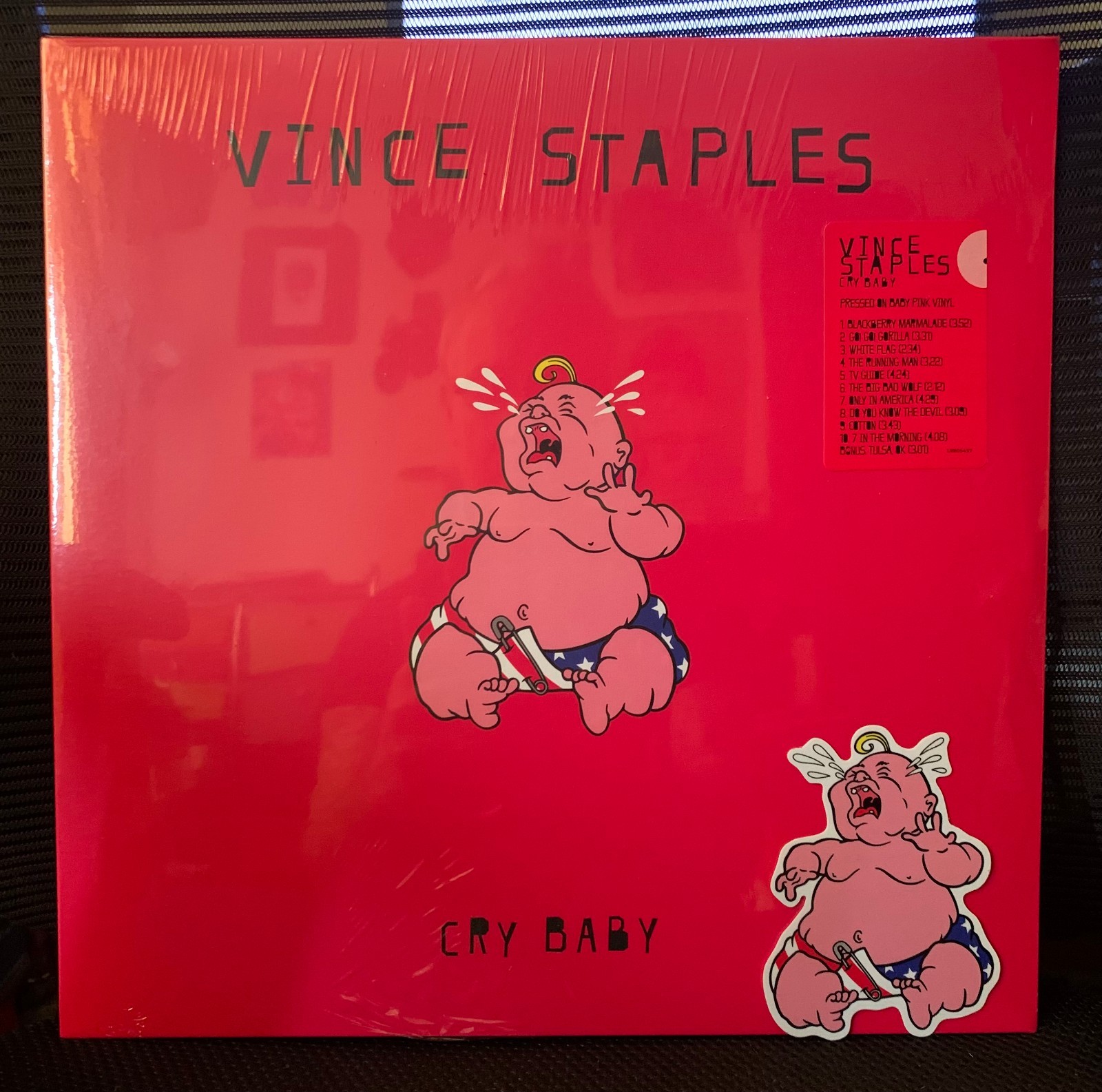 Vince Staples – Cry Baby – Baby Pink Vinyl w/ Die Cut Sticker