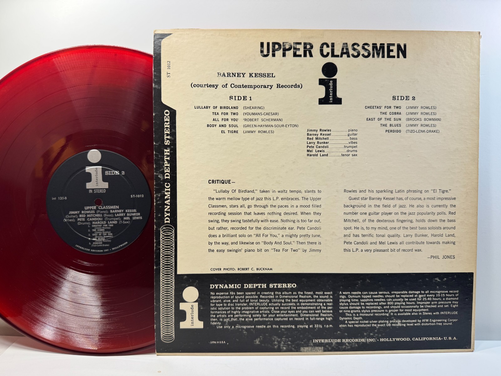 Jazz LP JIMMY ROWLES Upper Classmen Interlude 1959 rare Red Translucent VG+