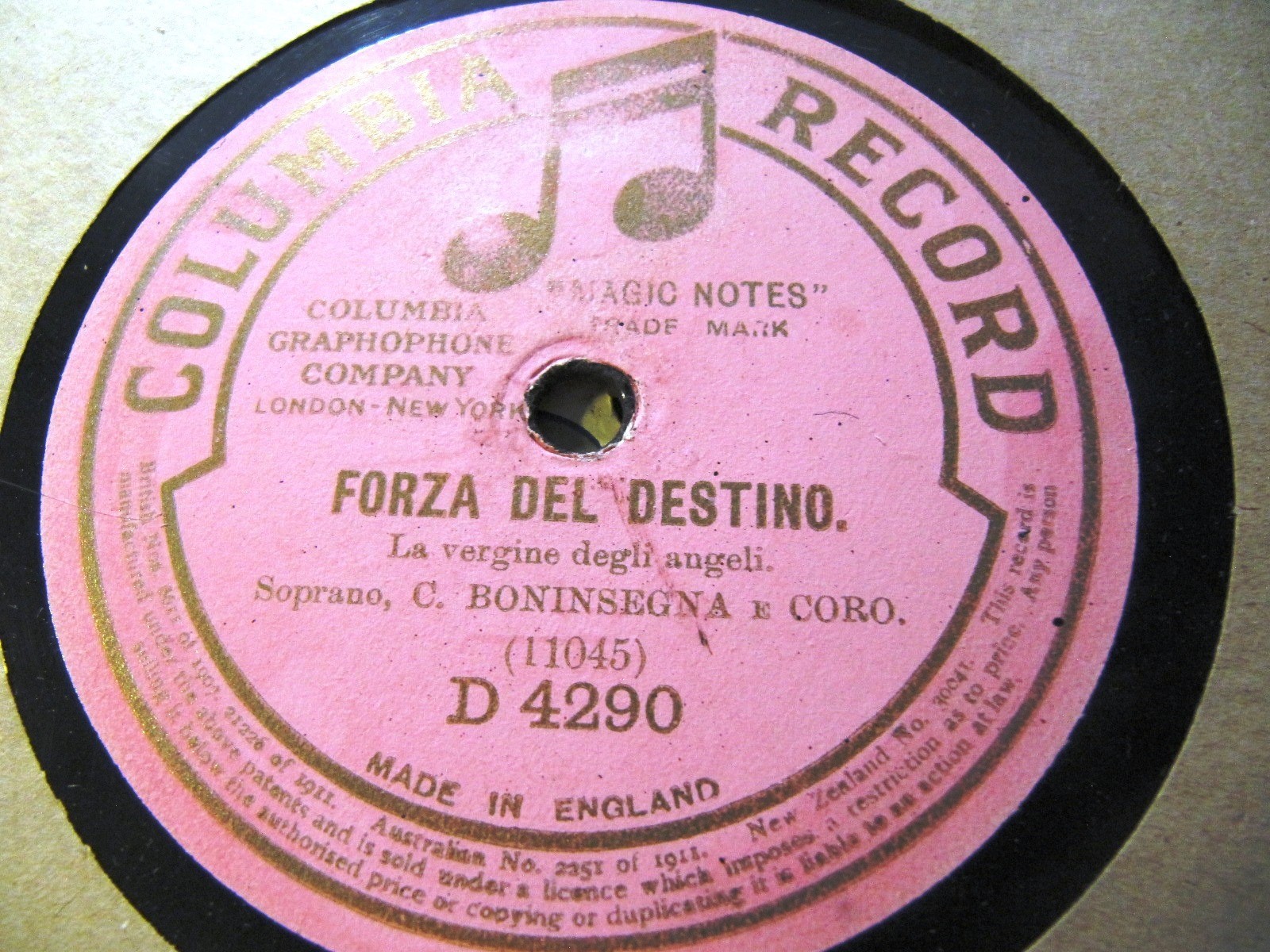 1910 CELESTINA BONINSEGNA MILAN FORZA Madre Pietosa Vergine Degli COLUMBIA D4290