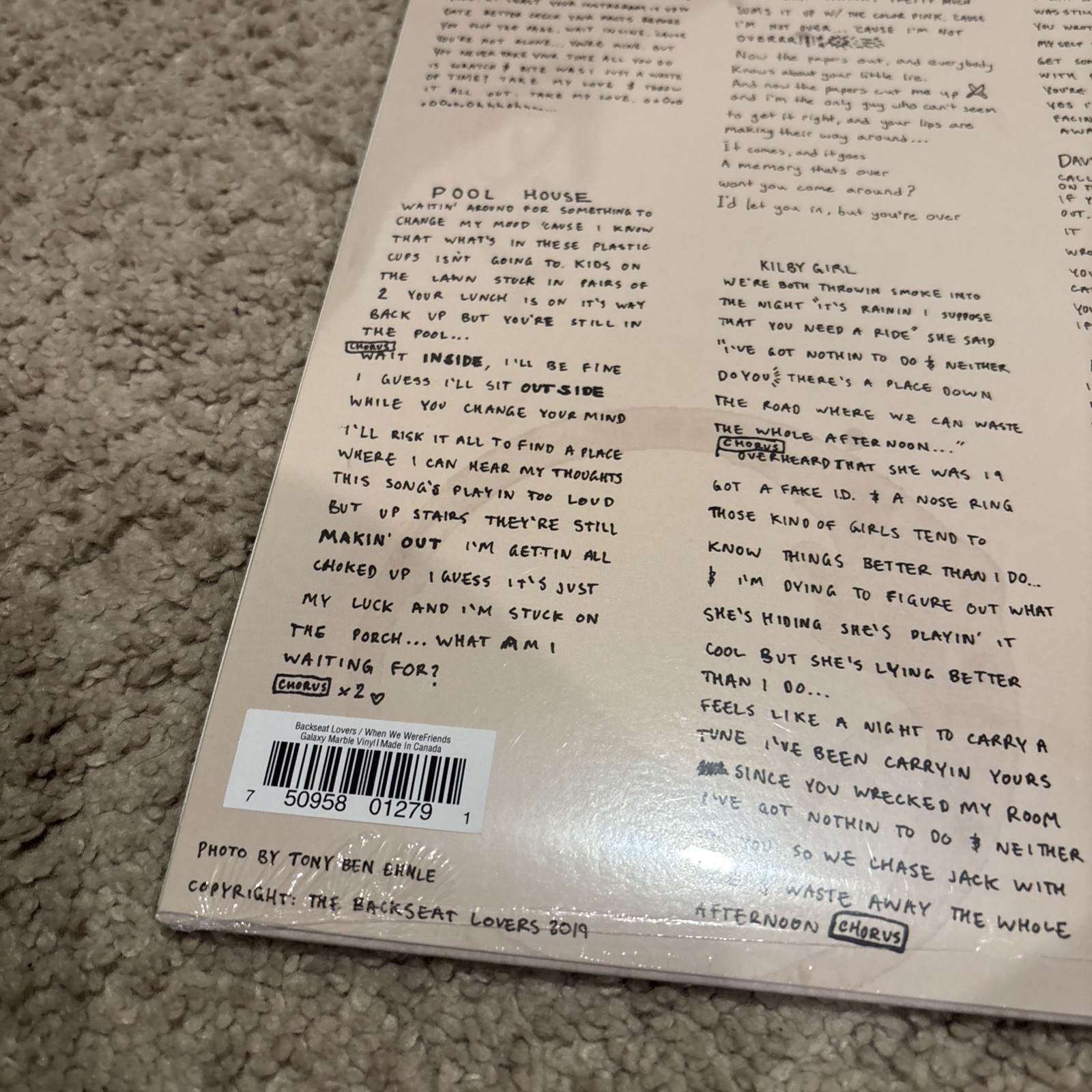 The Backseat Lovers – When We Were Friends – Galaxy Colored Vinyl LP New Read