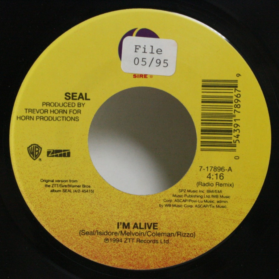 Seal 45 7″ I’m Alive / Kiss From a Rose – Pop 90’s 2000’s Dance R&B