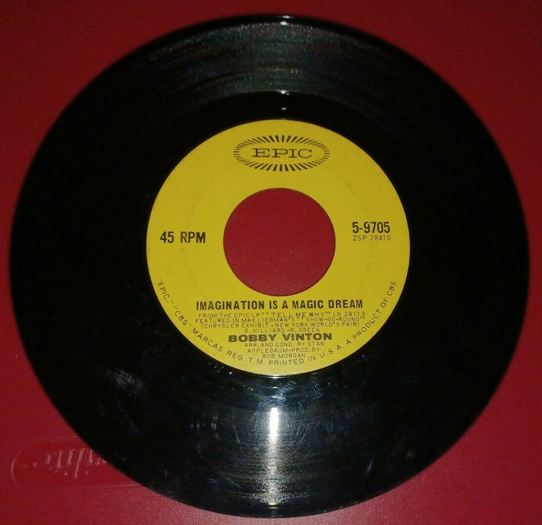Vintage 45RPM Record : Bobby Vinton, Imagination is a Magic Dream : EPIC