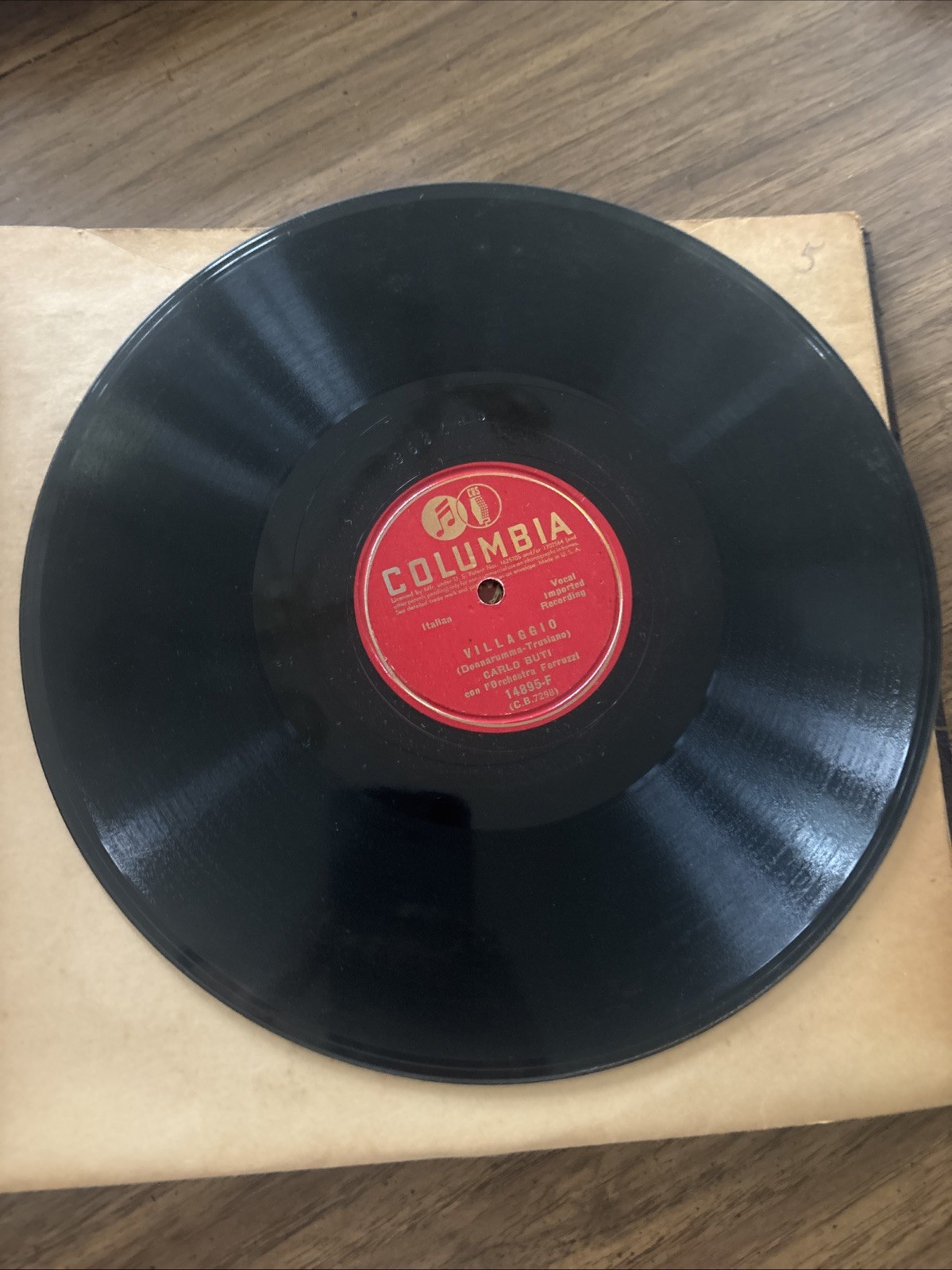 Vintage 10 Inch 3 Columbia Records Carlo Buti Italian Record 14987-F 78rpm