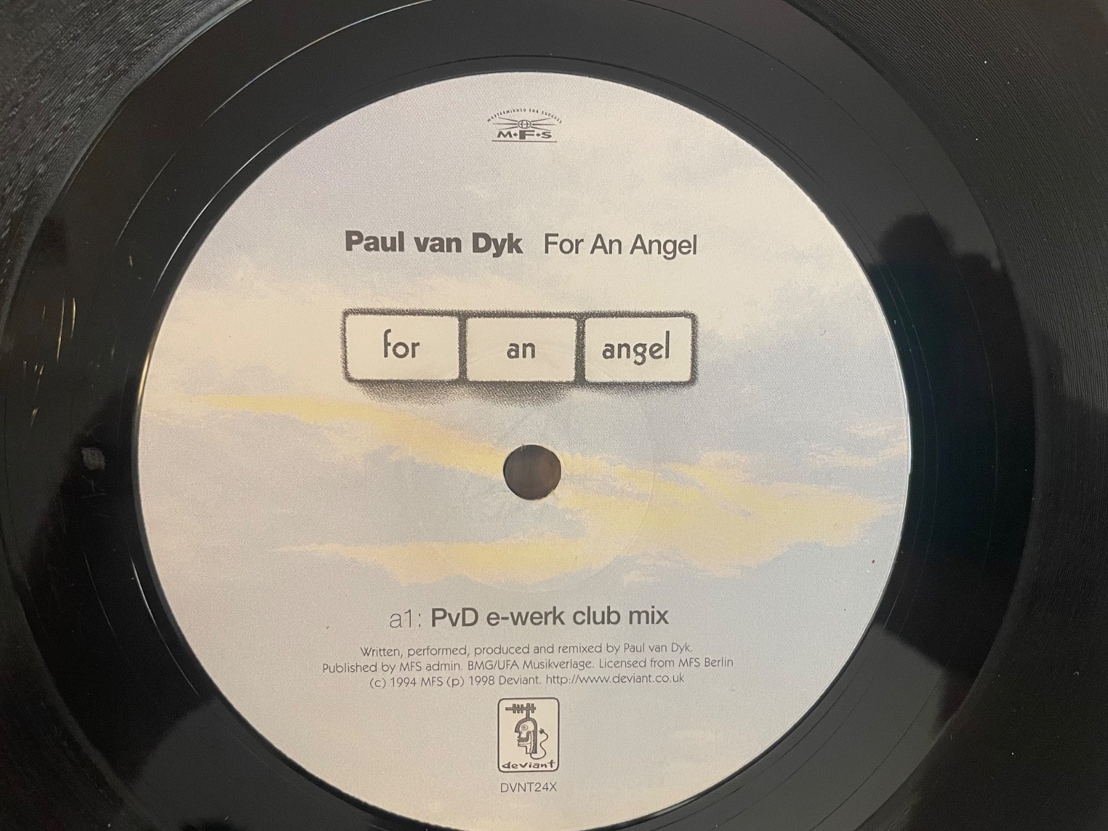 Paul van Dyk For An Angel 1998 Trance 12′ West/Terry Brown Mix Deviant VG/VG+