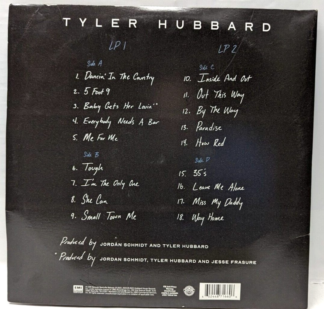 Tyler Hubbard – Tyler Hubbard Clear Vinyl LP EMI Records Nashville BOO36932-01