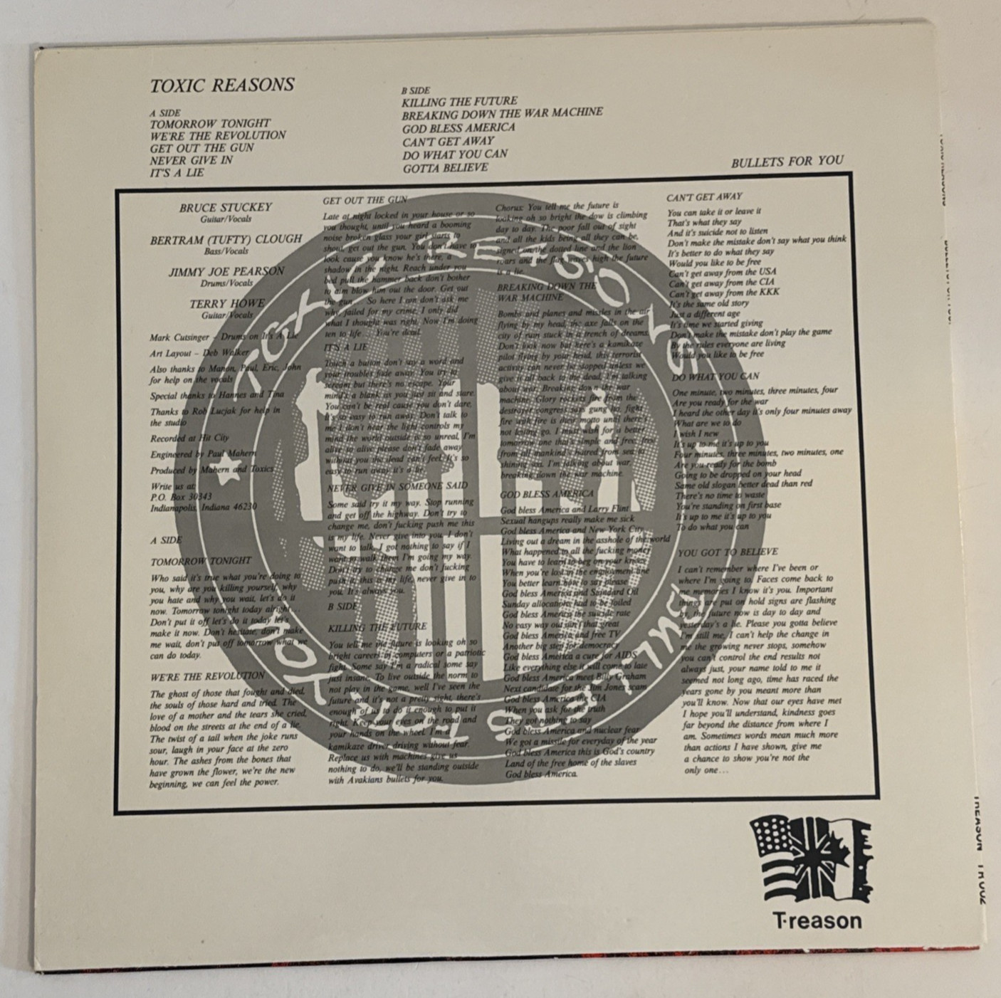 TOXIC REASONS – BULLETS FOR YOU ORIGINAL 1985 HARDCORE PUNK LP FIRST PRESSING