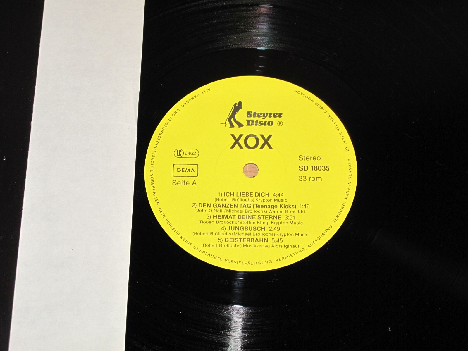 Xox Lp – Same / 1983 German Sd 18035 Steyrer Press New Wave in Mint