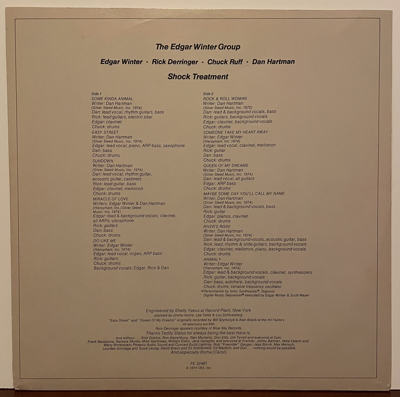EDGAR WINTER GROUP Shock Treatment 1974 PE32461 Vinyl Album UltraSonic Clean EX