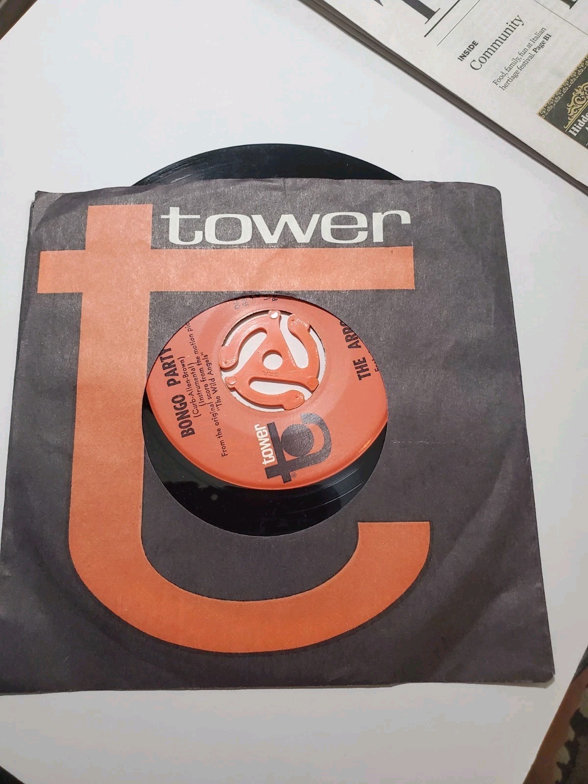 Psyche Rock 45 RPM DAVIE ALLEN AND THE ARROWS, BLUES THEME / BONGO PARTY 1966