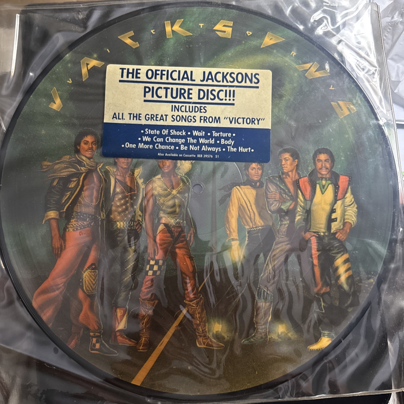 LP Michael Jackson The Official Jacksons Picture Disc Epic 8E8-39576 with hype