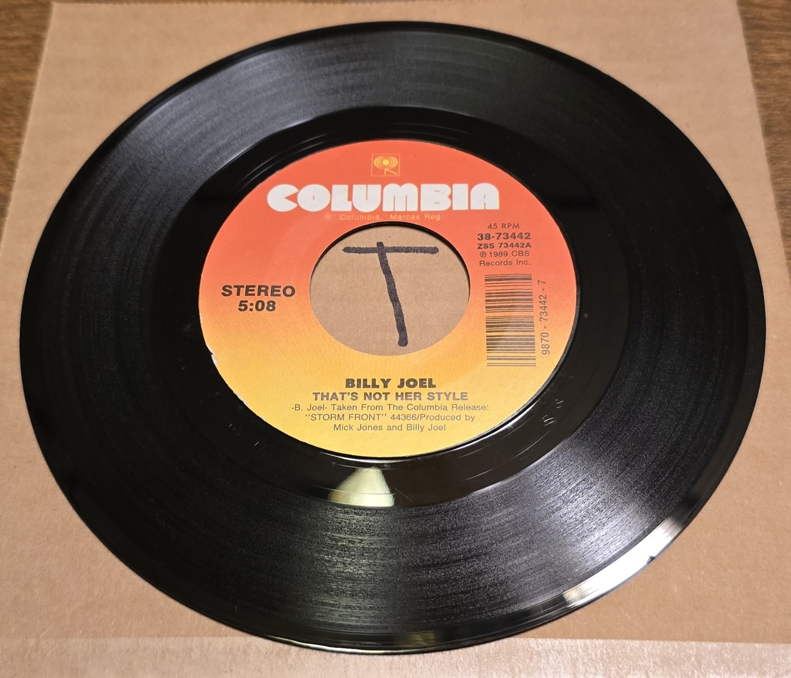Billy Joel: That’s Not Her Style/And So It Goes – NM | 1989 Pop Rock 45rpm