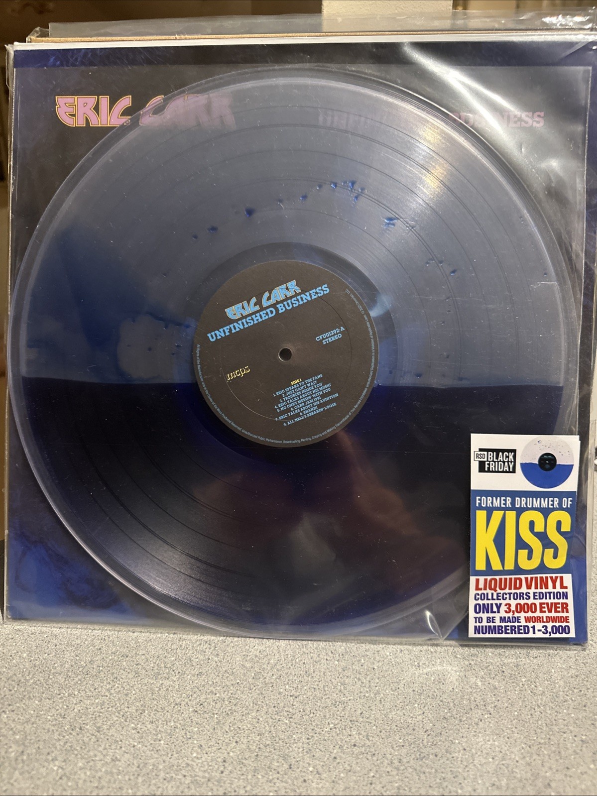 ERIC CARR FROM KISS UNFINISHED BUSINESS RSD BLACK FRIDAY 2025 LIQUID VINYL #282