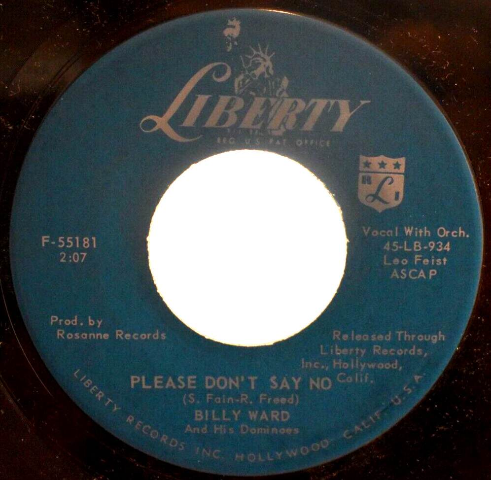 Billy Ward & Dominoes Please Don’t Say No / Behave Hula Girl 1959 Liberty 45 RPM