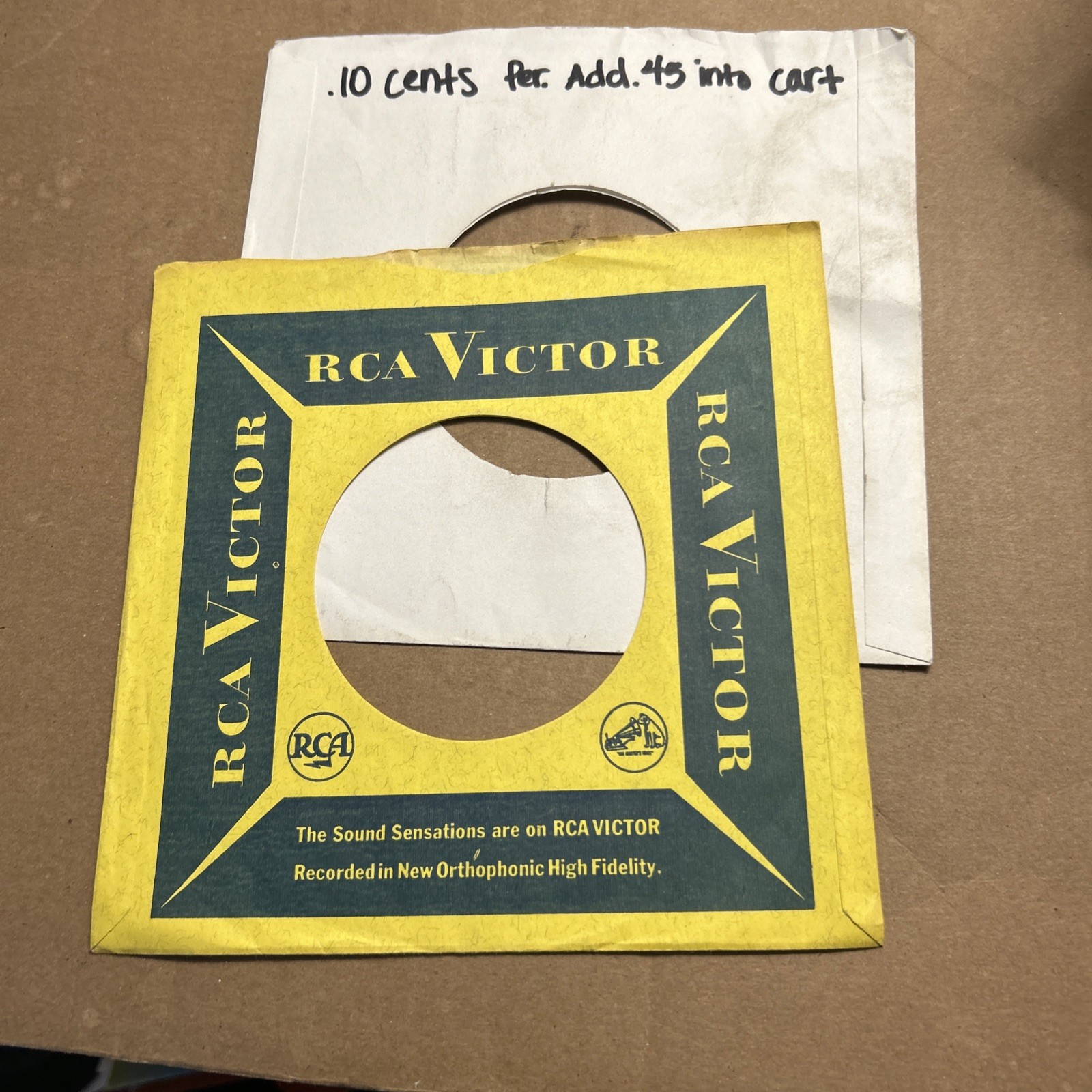1 Company Sleeve Only Rca Victor Yellow Black Paper
