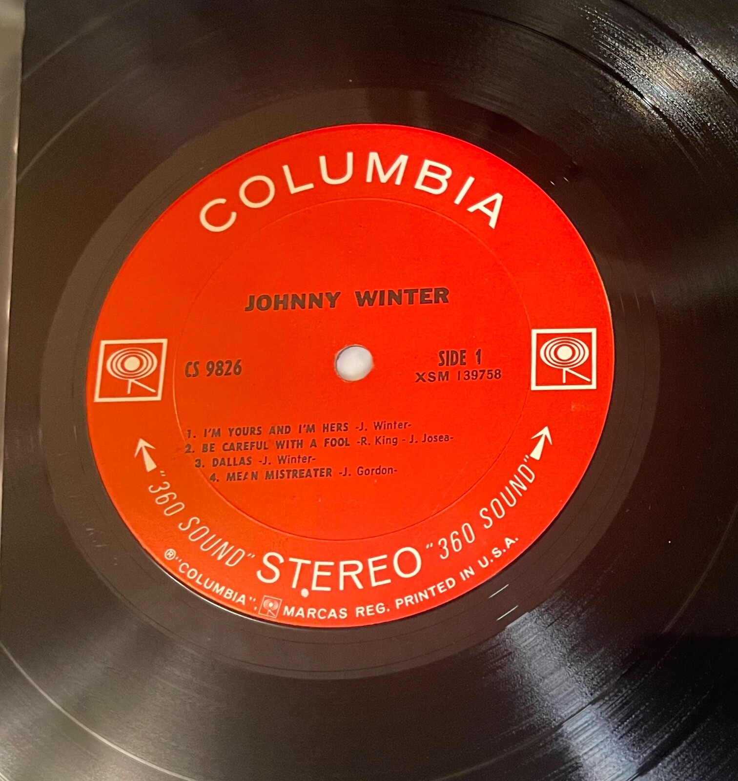JOHNNY WINTER Self Titled 1969 COLUMBIA CS-9826 LP 2-eye VG++