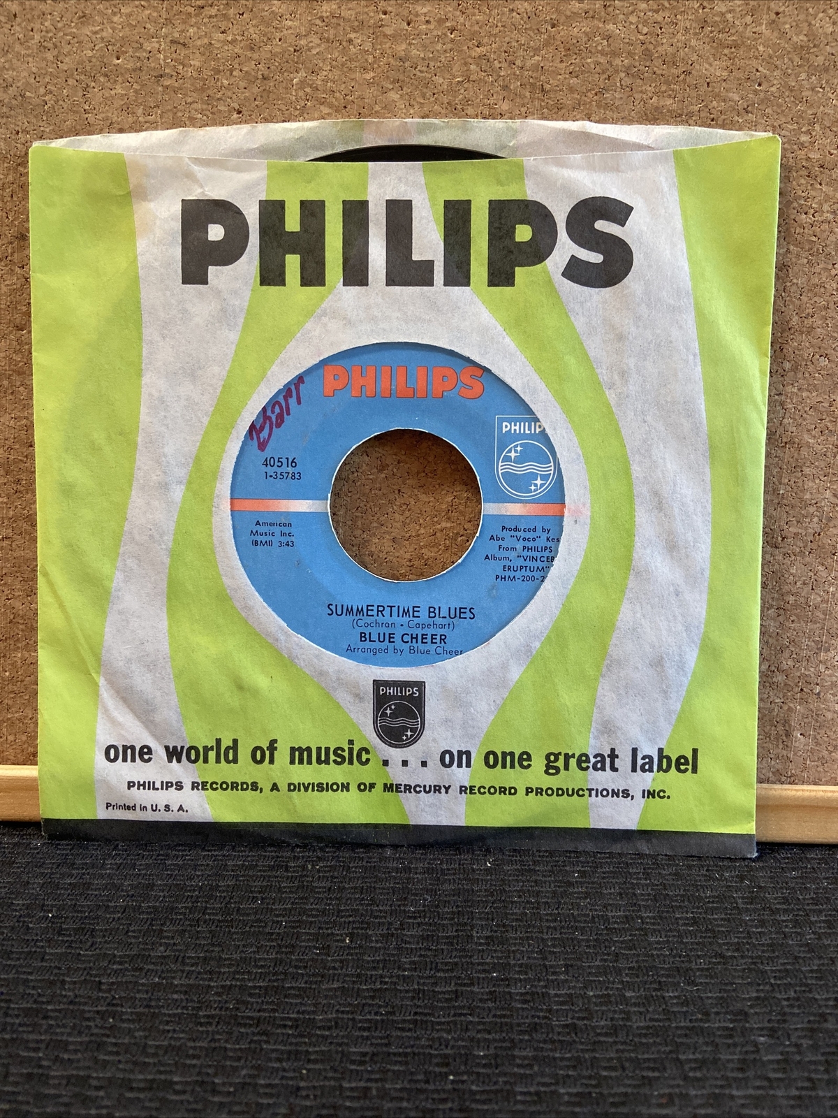 Blue Cheer,Philips 40516,”Summertime Blues”,US,7″ 45, garage rock classic 1968