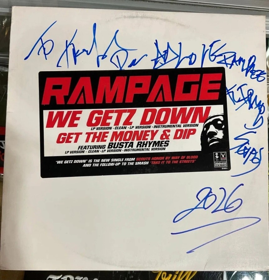 Rampage Busta Rhymes (Promo Signed) Vinyl LP – We Getz Down, Get The Money & Dip