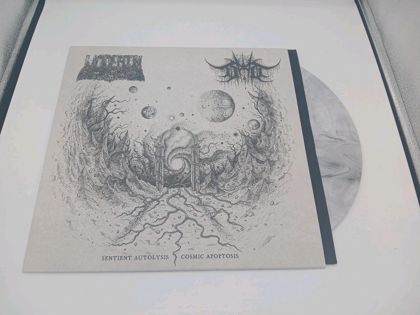 UNDEATH DEVOID OF THOUGHT Sentient Autolysis Vinyl LP limited Black White # /12